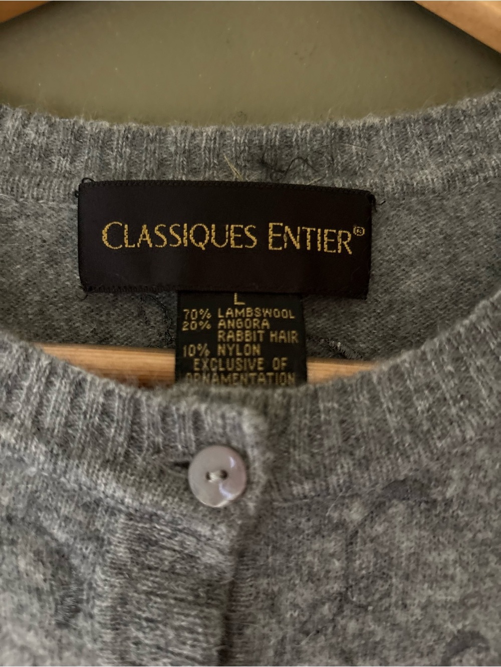 Two Piece Classiques Entier Embellished Lambswool Tank & Cardigan Sweater Sz L - Picture 4 of 14